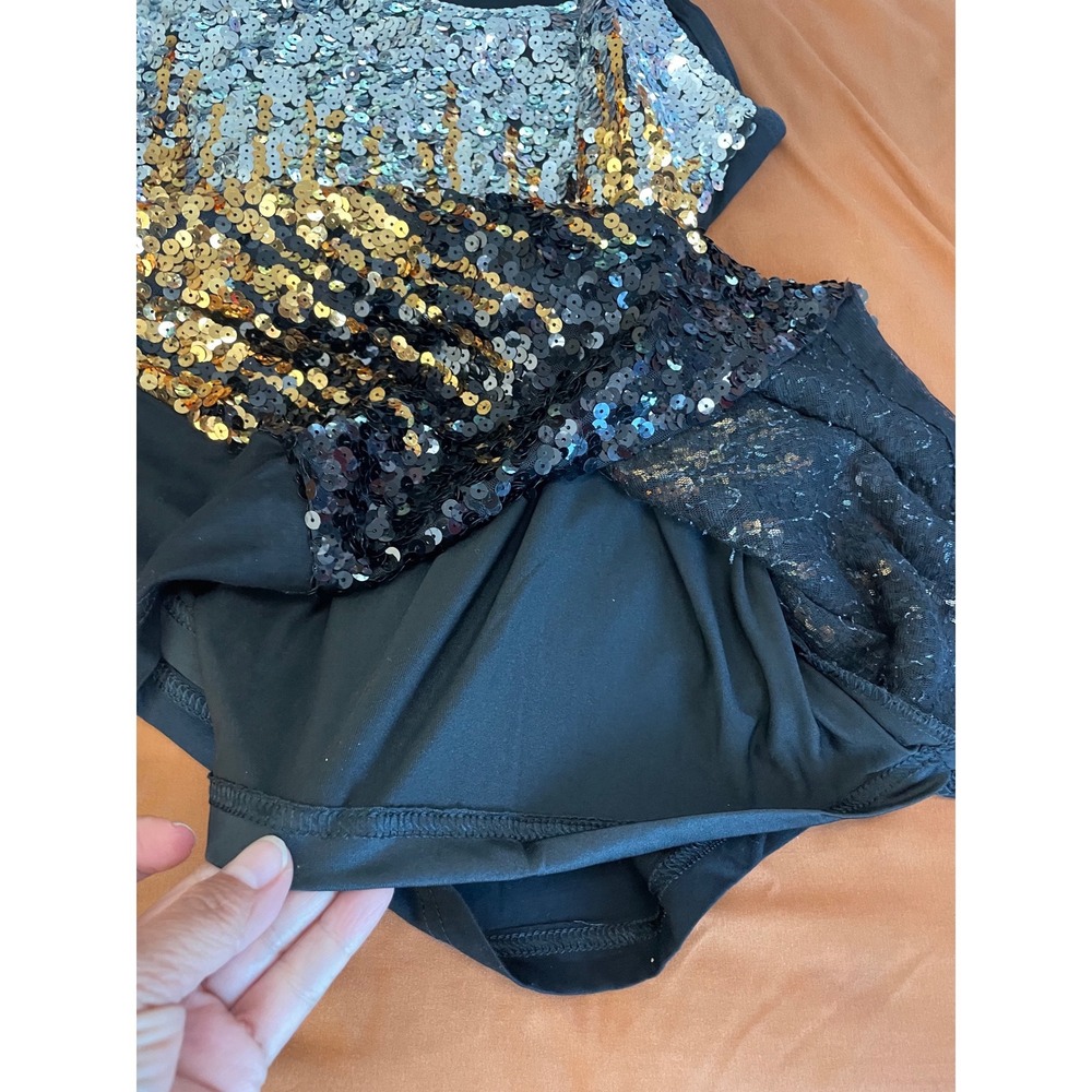 MANER Women's XL Sequin Tank Top‎ Silver Gold Black Ombre Adjustable Strap Party - Picture 6 of 9